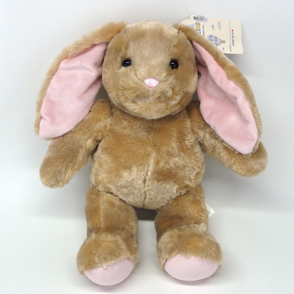 Build A Bear Pawlette Bunny Rabbit 16 Inch Tan Pink Plush NWT Strawberry Scent